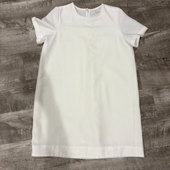 FORE White Short Sleeve Shift Dress Minimalist Classic - Picture 1 of 3